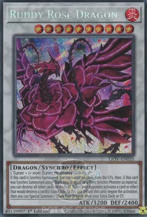 Ruddy Rose Dragon -LIOV-EN035- Secret Rare 1st Edition