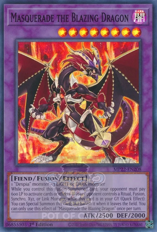 Masquerade the Blazing Dragon -MP22-EN208- Super Rare 1st Edition
