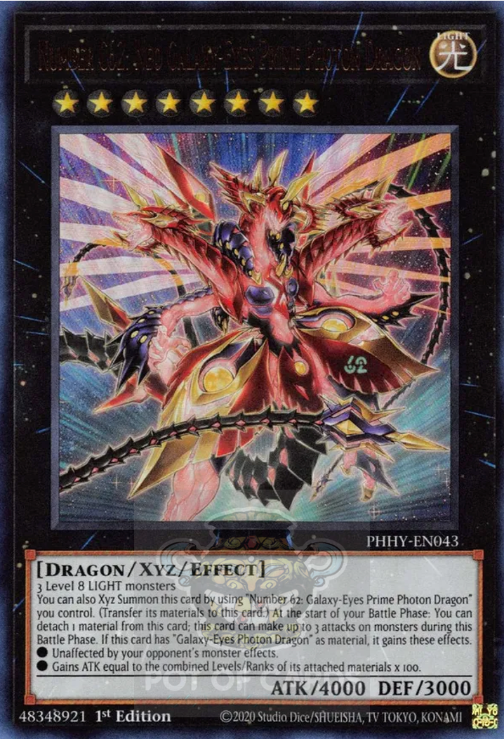 Number C62: Neo Galaxy-Eyes Prime Photon Dragon -PHHY-EN043- Ultra Rare 1st Edition