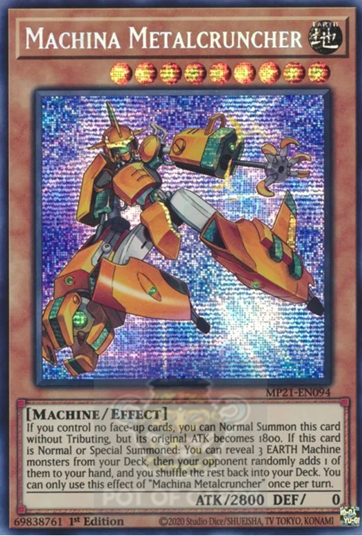 Machina Metalcruncher -MP21-EN094- Prismatic Secret Rare 1st Edition