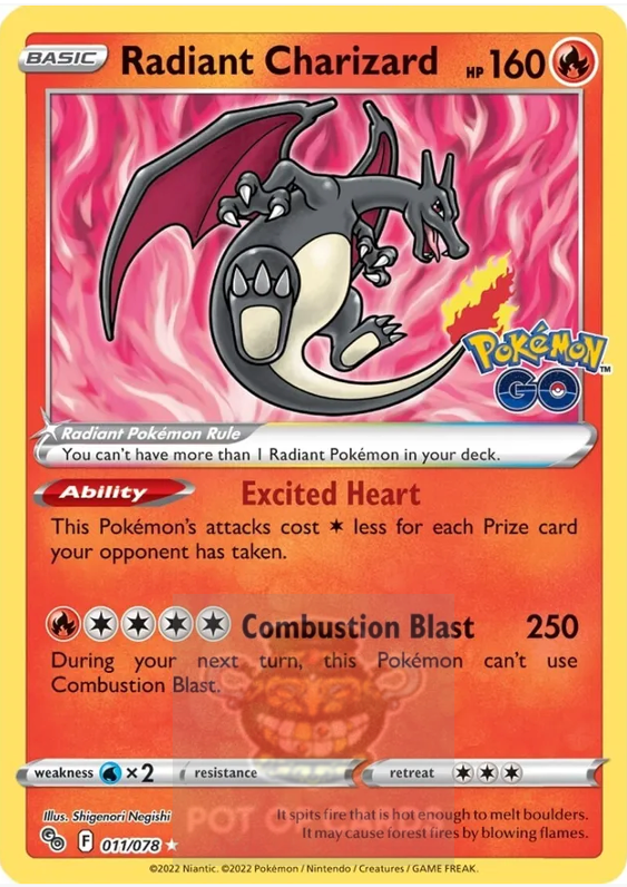 Radiant Charizard - Pokemon GO - 011/078 / Radiant Rare