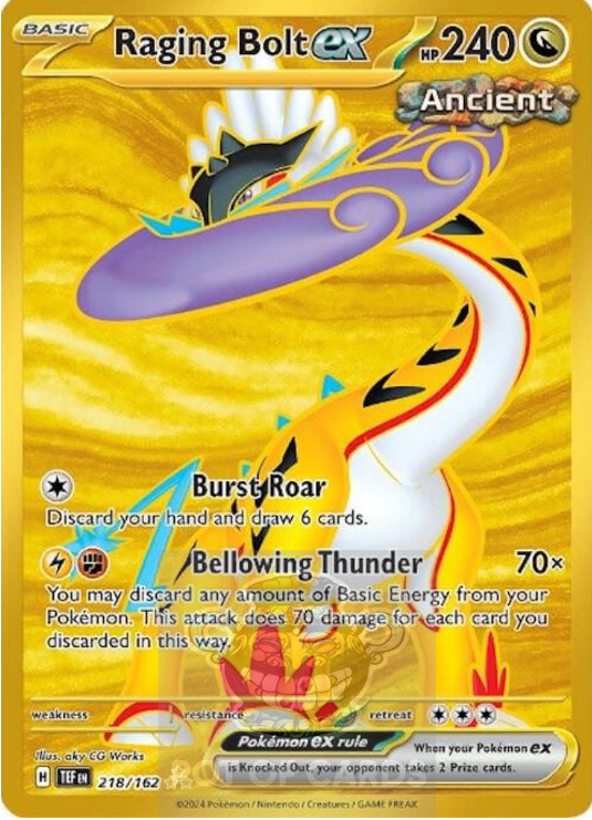 Raging Bolt EX - 218/162 - Gold Secret Rare