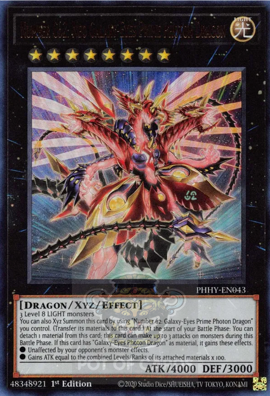 Number C62: Neo Galaxy-Eyes Prime Photon Dragon -PHHY-EN043- Ultra Rare 1st Edition