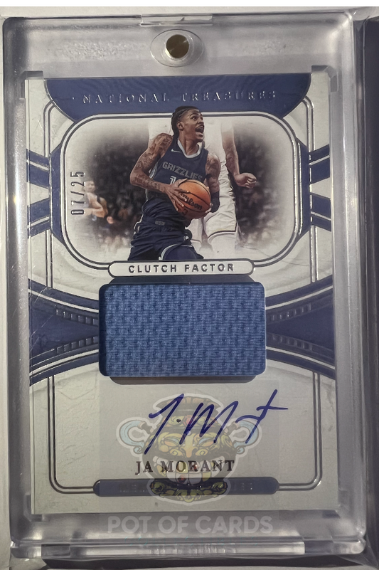 2021-22 Panini National Treasures Ja Morant Clutch Factor Patch Auto 07/25