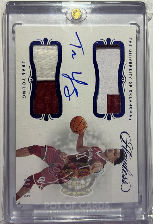 2019 Panini Flawless Collegiate 09/15 Trae Young #49 Dual Patch Auto