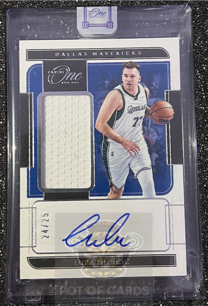 2021-22 One and One Luka Doncic PATCH AUTO 24/25 Game Worn Jersey - Panini Sealed